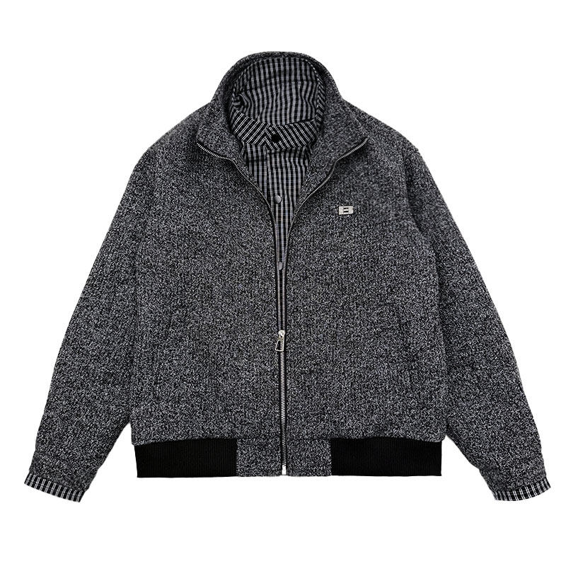 JK241-P138控178秋冬新款小伙店主风加厚夹克男外套灰,男装夹克,电商A343