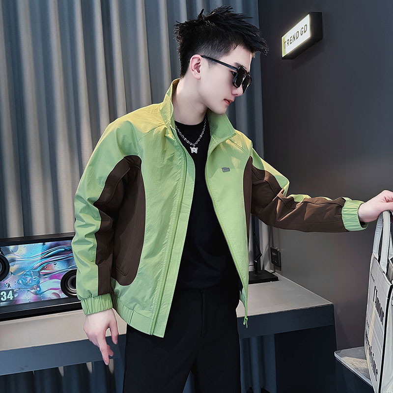 JK212-P98控138春季新款社会小伙潮店主风夹克男外套绿2,男装夹克,电商A343
