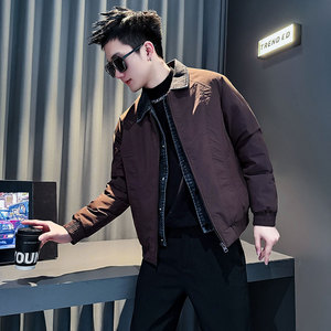 CF142-P148 控198 社会小伙店主风假两件棉衣外套潮流棉服男 红图片
