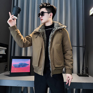CF145-P138 控188 社会小伙座山雕棉衣外套潮流棉服男 卡其图片