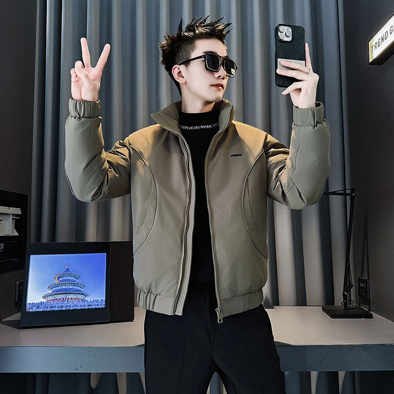 CF144-P138控178社会小伙店主风棉衣外套潮流棉服男卡其绿,男装棉衣,电商A343