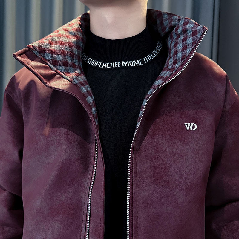 CF157-P138控188社会小伙点店主风皮棉衣外套潮流棉服男棉袄红,男装棉衣,电商A343