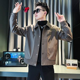 JK176-P128控168秋冬店主风社会小伙潮男皮衣夹克外套黑2，男装夹克，电商A343