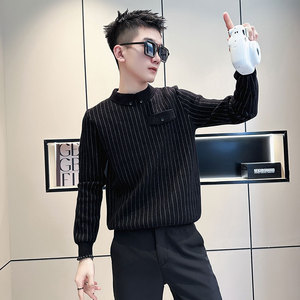 MY170-P68 控98 社会小伙毛衣潮流男针织衫线衣 绿1图片