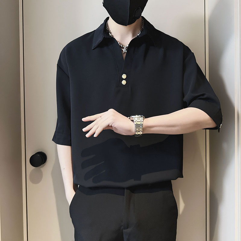 CS262-P58控78夏季中袖衬衫社会小伙潮流男套头衬衣白2,男装衬衫,电商A343
