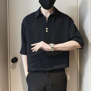 CS262-P58 控78 夏季中袖衬衫社会小伙潮流男套头衬衣 白2图片