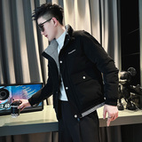 CF77-P138控178社会小伙ins棉衣外套修身格子拼接棉服男黑4，男装棉衣，电商A343