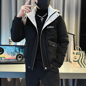 CF75-P138 控178 社会小伙ins连帽衣外套修身服男 黑1图片