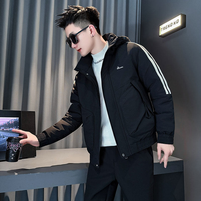 CF156-P138控178社会小伙点店主风棉衣外套潮流棉服男棉袄黑，男装棉衣，电商A343