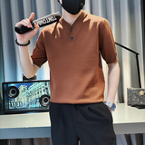 PL90-P58控78男潮青少年店主风小伙修身针织短袖polo衫白3，男装Polo衫，电商A343