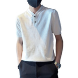 PL90-P58控78男潮青少年店主风小伙修身针织短袖polo衫白3，男装Polo衫，电商A343