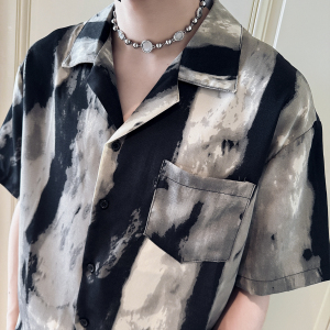 CS271-P58 控78 夏季中袖衬衫社会小伙潮流男衬衣 黑3图片