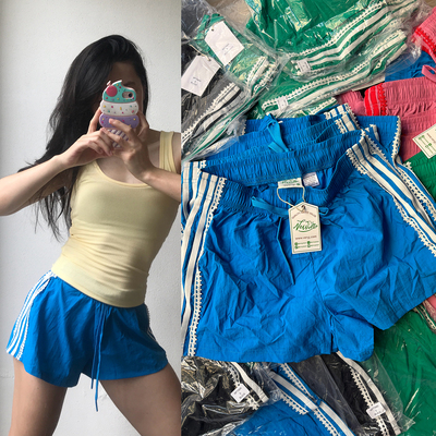 Morningoolala Side Stripe&Lace Activewear Shorts复古运动短裤