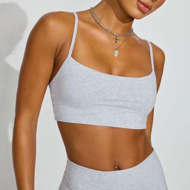 Morningoolala 出加拿大 可调节肩带运动美背瑜珈健身文胸背心 灰