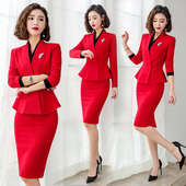 西服工作服修身 职业套装 套裙气质女神范正装 红色西装 显瘦 2026新款