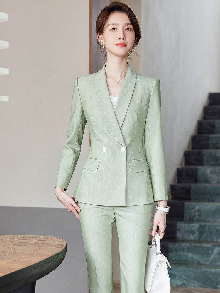 뉴 슈트 수트 페미닌 슬림 민트 그린 출퇴근 전문복 여름 점장 면접 정장 출근복