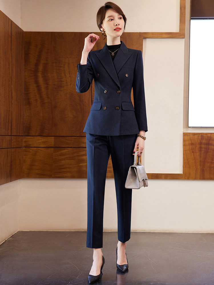 남색 비즈니스 정장 기질 능력 있고 패셔너블한 정장 직장 통근용 정장 여성을 위한 작은 정장 작업복