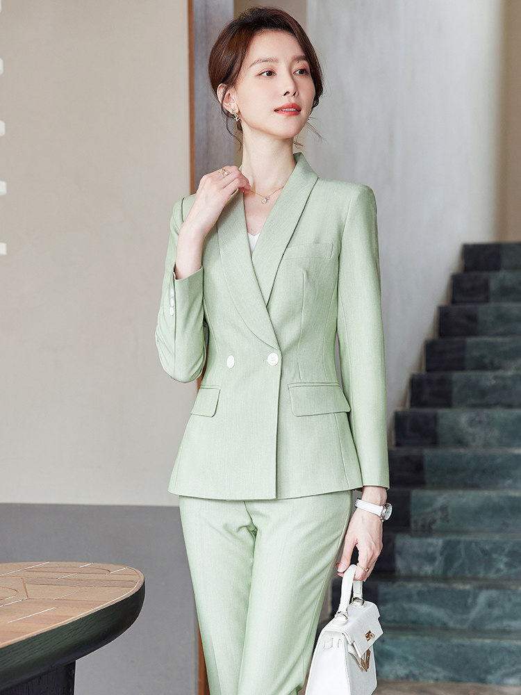 뉴 슈트 수트 페미닌 슬림 민트 그린 출퇴근 전문복 여름 점장 면접 정장 출근복