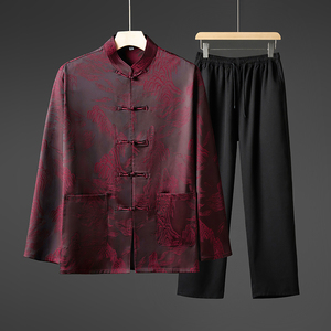 春秋风长袖套装男爸爸装唐装两件套T606P52单件上衣批37，男装休闲套装，星座1010A-1