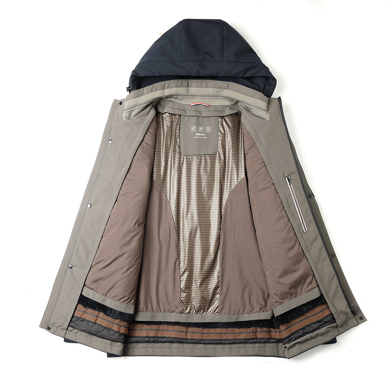 可脱卸内胆兔毛派克服男士冬装连帽尼克服外套棉衣25667P205,男装棉衣,星座1010A-1