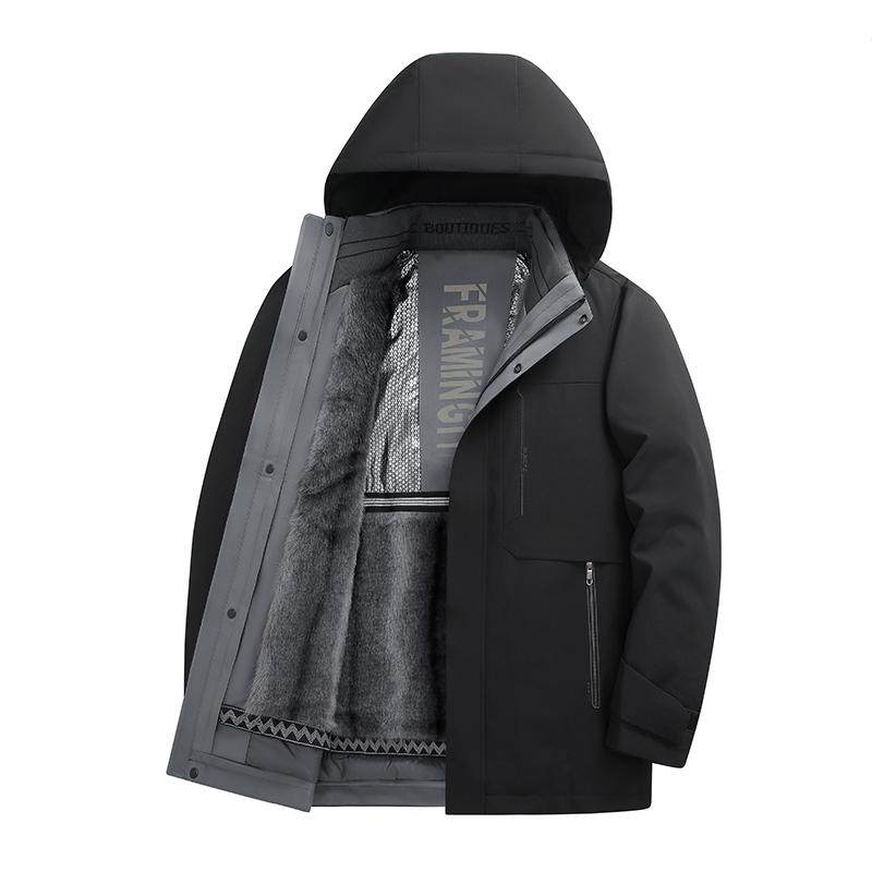 10万库存鹅绒脱卸加绒内胆羽绒服爸爸装派克服中长款3037P258,男装羽绒服,星座1010A-1