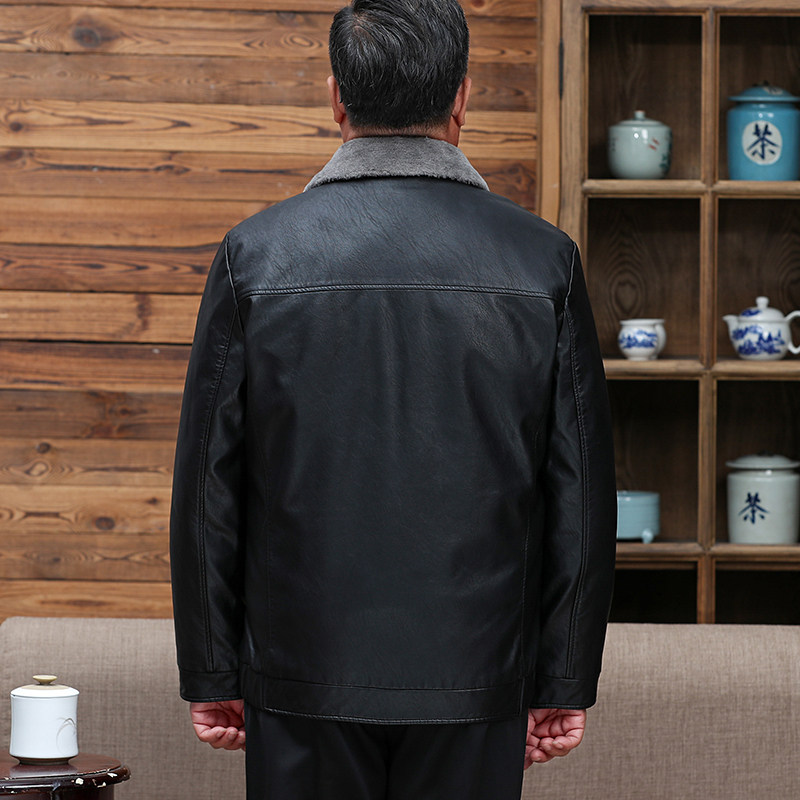 中老年人商务PU羽绒服男爸爸可脱卸内胆皮夹克羽绒真毛领2217P225,男装羽绒服,星座1010A-1