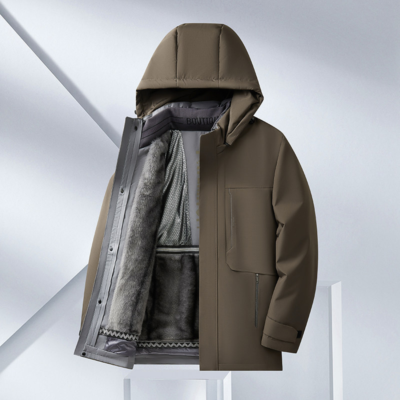 399爸爸冬装加绒加厚男外套可卸内胆鹅绒羽绒服3037P258图片