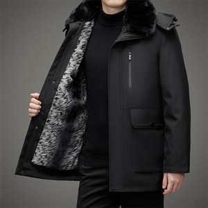 爸爸冬装外套棉衣男可脱卸内胆棉服中老年加绒加厚棉袄M125P135图片