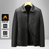 冬季新款男士PU皮衣翻领皮夹克加绒加厚外套爸爸装，男装皮衣，星座1010A-1