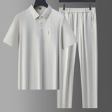 中青年牛奶丝无痕压胶工艺休闲运动套装男POLO衫上衣长裤5956P115，男装休闲套装，星座1010A-1