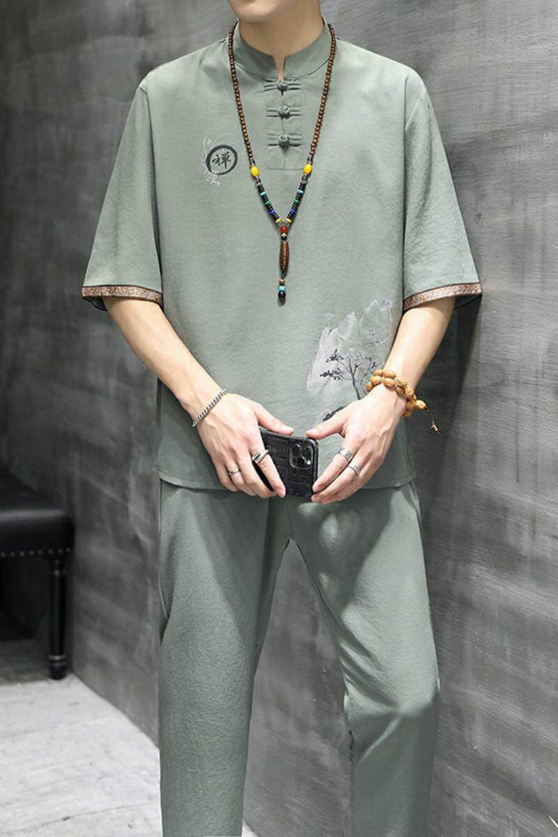 T104P48风短袖套装男夏季风潮男装足浴采耳技师工作服套装,男装T恤,星座1010A-1