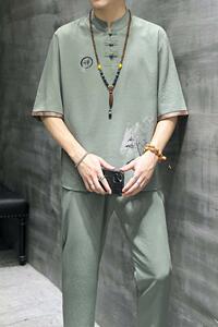 T104P48风短袖套装男夏季风潮男装足浴采耳技师工作服套装图片