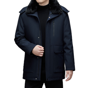 爸爸冬装外套棉衣男可脱卸内胆棉服中老年加绒加厚棉袄M125P135图片