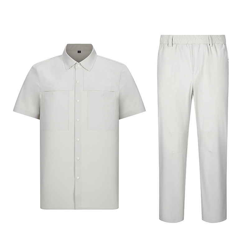 轻奢夏装套装冰丝短袖衬衫长裤男中年时尚两件套装衣服5957P130,男装休闲套装,星座1010A-1