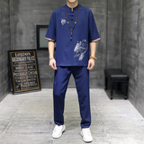 T104P48风短袖套装男夏季风潮男装足浴采耳技师工作服套装，男装T恤，星座1010A-1