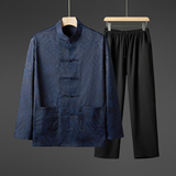 长袖风套装男爸爸装唐装两件套P52单上衣批37，男装休闲套装，星座1010A-1