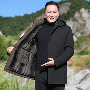爸爸冬装棉衣外套男加绒加厚保暖内胆可拆卸中老年棉服M2080P115图片