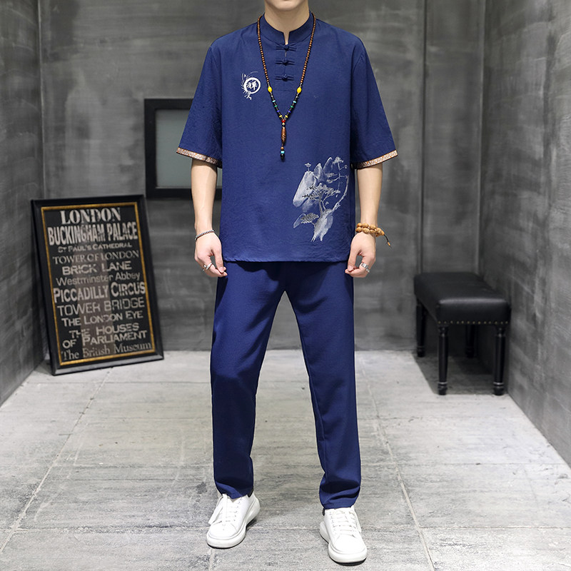 风短袖套装男夏季风潮男装足浴采耳技师工作服套装T104P48图片