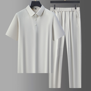 牛奶丝面料休闲运动POLO衫长裤两件套装男防晒冰丝男装5955P115图片