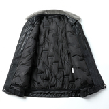 男士羽绒服PU羽绒皮衣男脱卸内胆翻领爸爸冬装真毛领外套2217P225，男装羽绒服，星座1010A-1