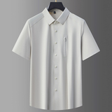 高弹冰丝衬衫长裤两件套男无痕压胶凉感休闲运动套装爸爸5958P115，男装休闲套装，星座1010A-1