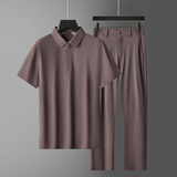 全无缝商务休闲套装男品质男装夏季冰丝两件套5966P135，男装休闲套装，星座1010A-1