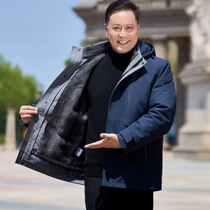 中老年爸爸装可拆卸内胆外套冬季新款加绒加厚鹅绒羽绒服3037P258