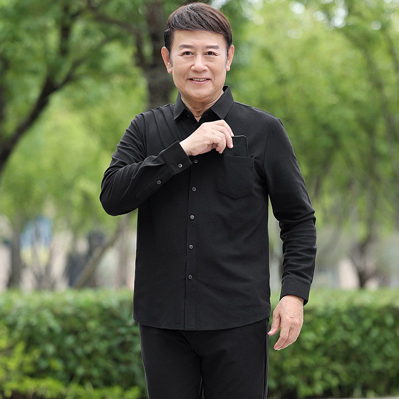 春秋款灯芯绒套装男长袖衬衫套装男爸爸装松紧长裤两件套5608P98,男装休闲套装,星座1010A-1