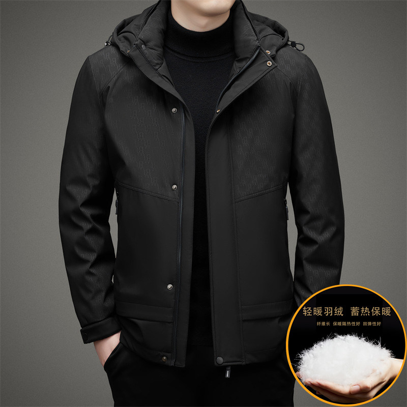 男士中老年人羽绒服男连帽可卸印花爸爸冬装90羽绒外套2266P210,男装羽绒服,星座1010A-1