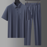 中青年牛奶丝无痕压胶工艺休闲运动套装男POLO衫上衣长裤5956P115，男装休闲套装，星座1010A-1