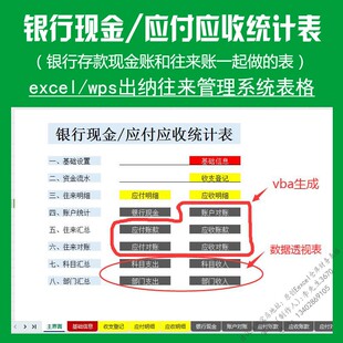 银行现金日记账应付应收往来收支流水出纳内账管理系统excel表格