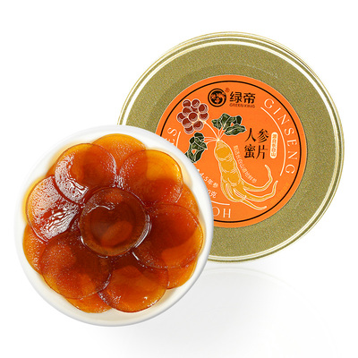 绿帝鲜参蜜片人参蜜片长白山鲜参切片泡蜂蜜即食蜜饯滋补品