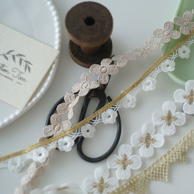 Summer Vol.1 Sophia 水溶花边白色金色刺绣花边花朵绣花边辅料