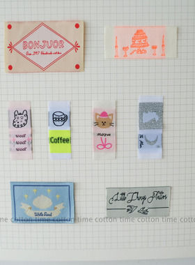 Vol.2 ins荧光韩风布标 可爱绣花织唛  设计款刺绣标包包服装辅料